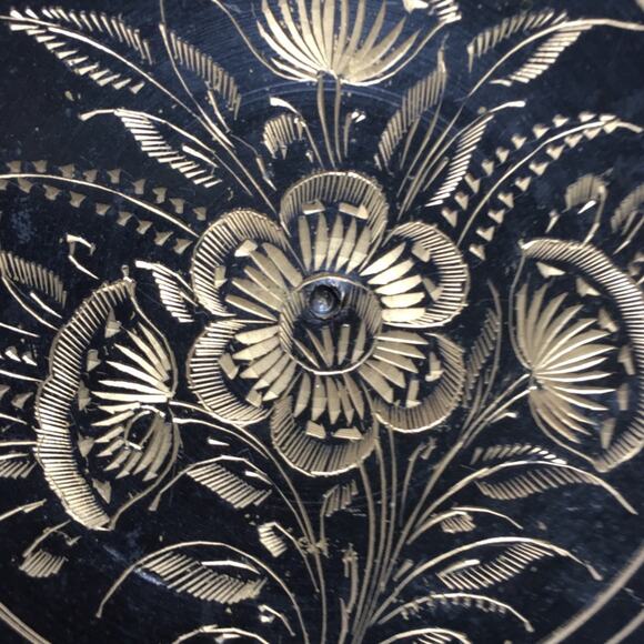 Whimsigoth catch all dish Black Dark Academia Goth Brass Floral Vintage - Picture 4 of 10